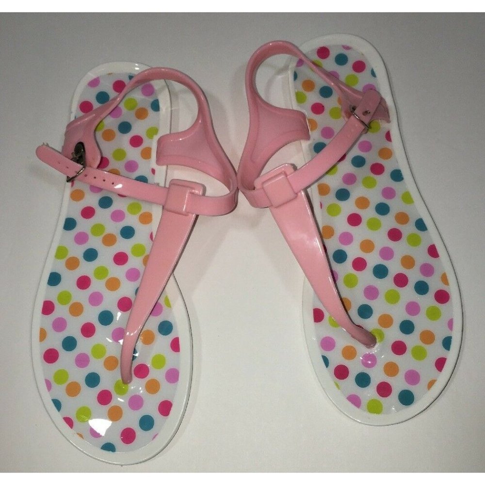 Girls T Strap Sandals Size 4 5 Pink White